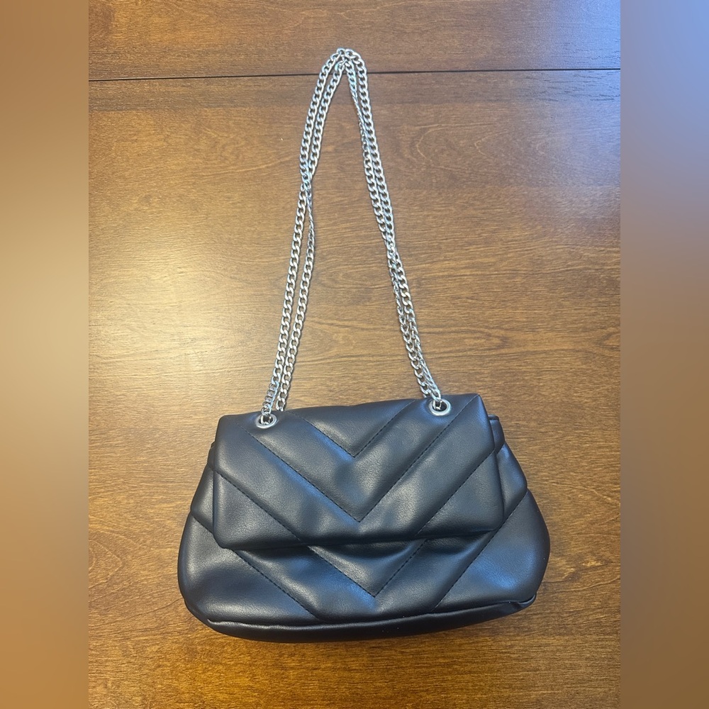Elegant Black Quilted Shoulder Bag or Crossbody Bag